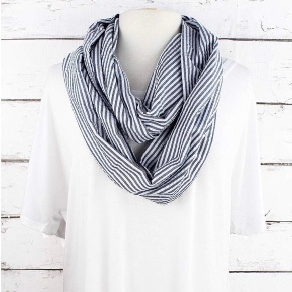 Accessories - New! Navy Seersucker Infinity Scarf